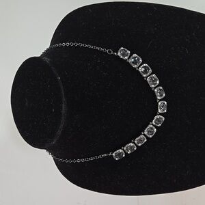 Smokey Gray & Rhinestone Statement Necklace